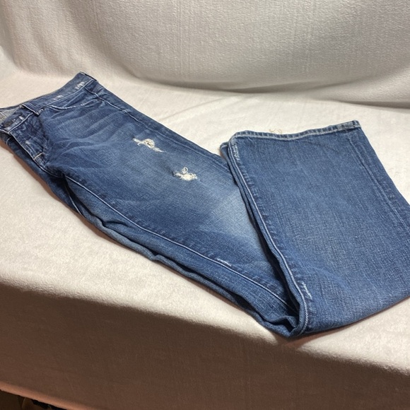 7 for all mankind Bootcut 002868 distressed blue jeans size 28 - Picture 8 of 10